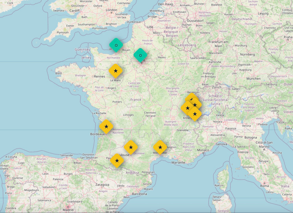 Carte des spots d'essai Skwheel
